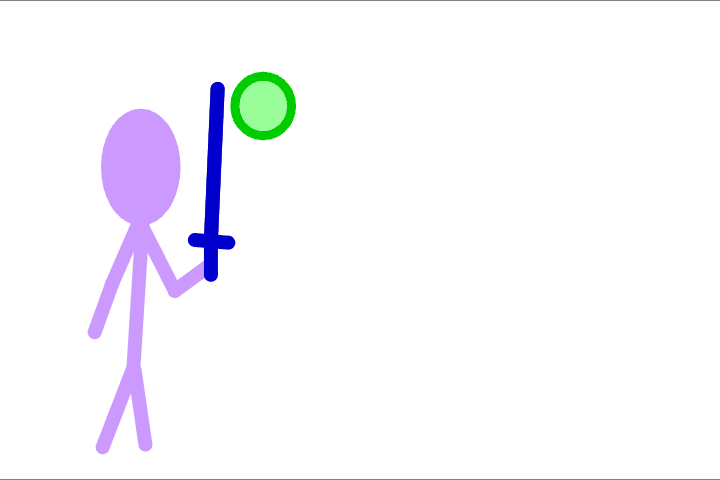 personagem cortando esfera com espada