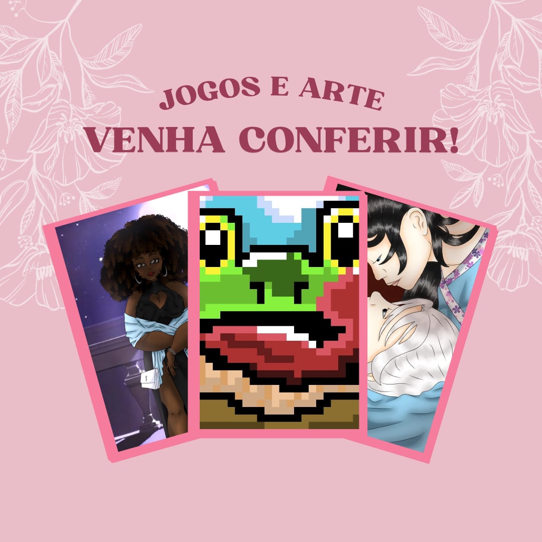 imagem com um jogo e dois desenhos de arte